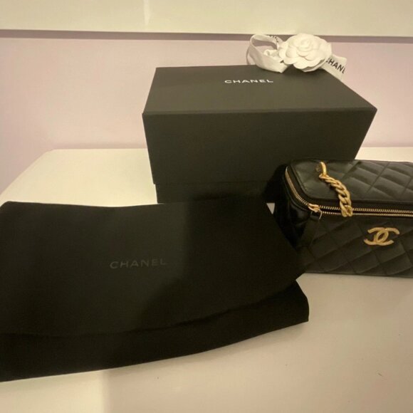 Chanel Lambskin Quilted Small Pillow Crush Vanity Case With Chain Black - Picture 4 of 9